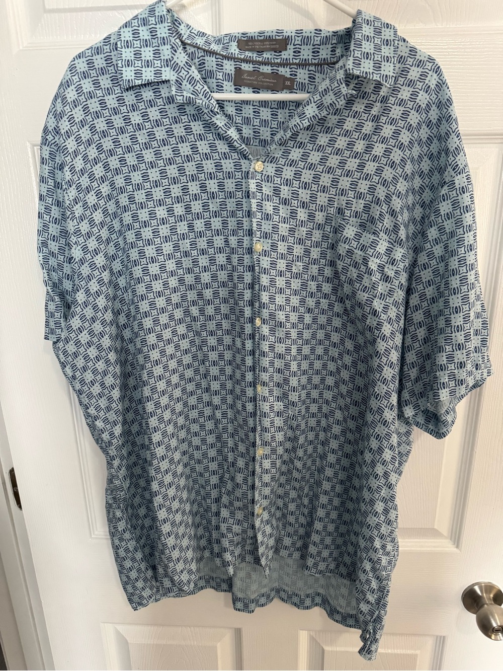 Daniel Cremieux Light Blue and Navy Camp Shirt Size XXL